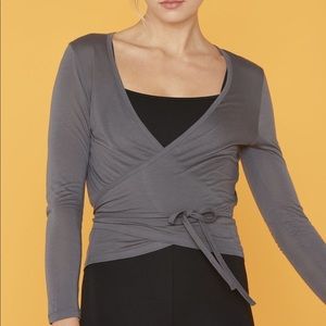 Girlfriend Collective Margot wrap top in grey